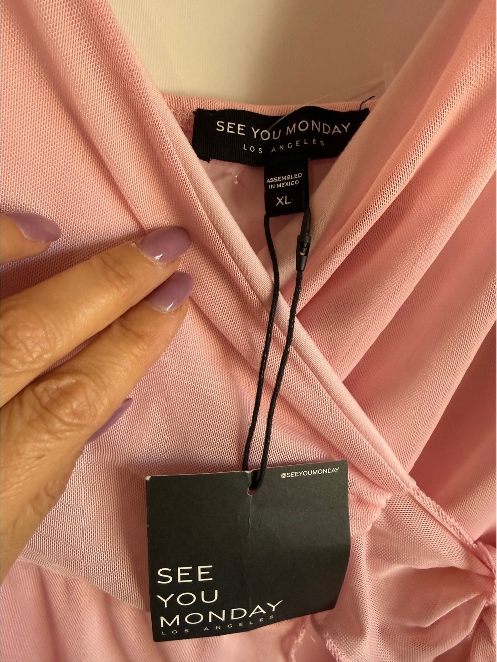 See You Monday Women’s Pink Wrap Maxi Dress Size XL-L NWT - Picture 4 of 8